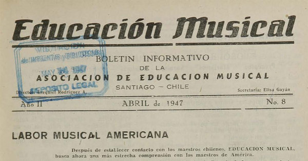 Educación musical: año II, número 8, abril de 1947