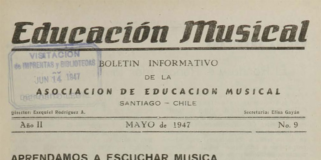 Educación musical: año II, número 9, mayo de 1947