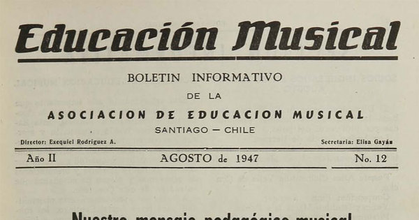 Educación musical: año II, número 12, agosto de 1947