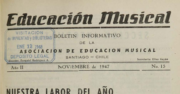 Educación musical: año II, número 15, noviembre de 1947