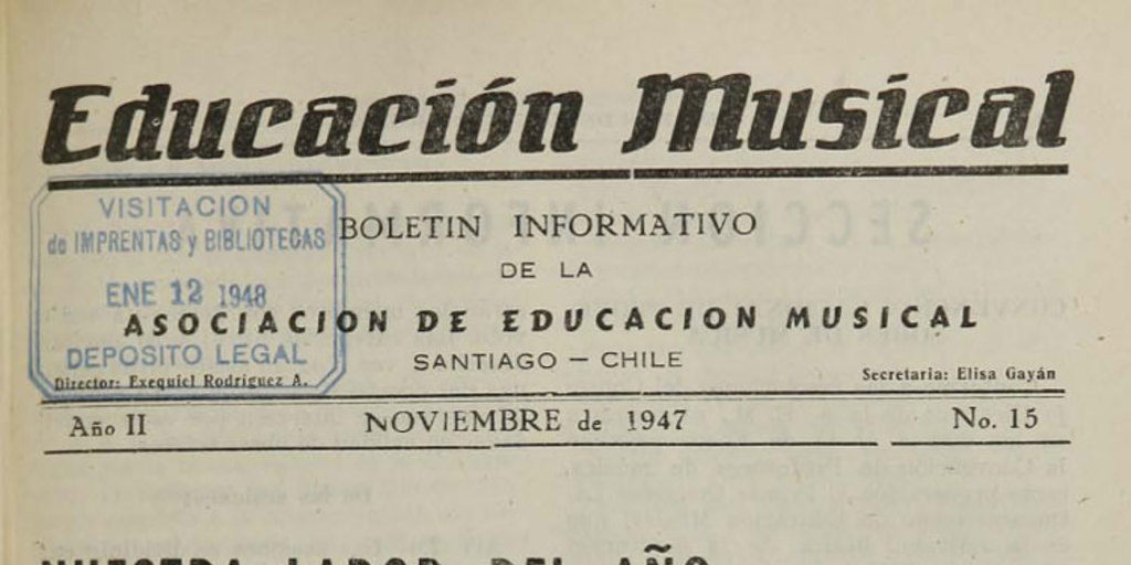 Educación musical: año II, número 15, noviembre de 1947