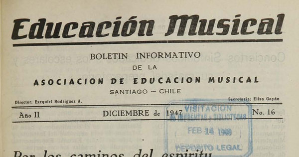 Educación musical: año II, número 16, diciembre de 1947