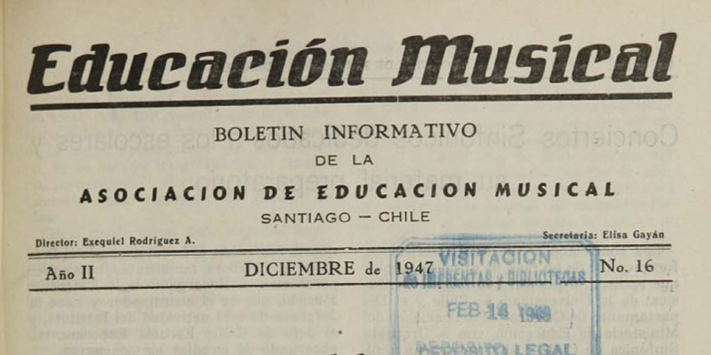 Educación musical: año II, número 16, diciembre de 1947