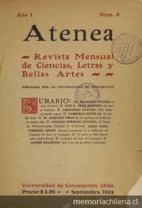 Atenea: año 1, número 6, septiembre de 1924