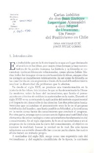 Cartas inéditas de don Juan Enrique Lagarrigue Alessandri a don Miguel de Unamuno, un pasaje del positivismo en Chile  [artículo] Dina Escobar Guic [y] Jorge Ivulic Gómez.