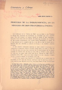 Próceres de la independencia, en la historia de Don Francisco A. Encina  [artículo] Raúl Silva Castro.