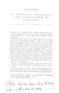 El Instituto Pedagógico, tres generaciones de maestros  [artículo] Ricardo Donoso.