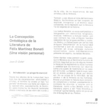 La Concepción ontológica de la literatura de Félix Martínez Bonati  [artículo] Juan O. Cofré.