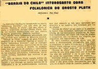 Baraja de Chile" interesante obra folklórica de Oreste Plath  [artículo] W.