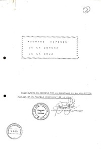 Asuntos típicos de la comuna de La Cruz  [manuscrito] [recopilados por] Margarita Flores Carrasco.