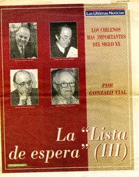 La "lista de espera" (III)  [artículo] Gonzalo Vial Correa.