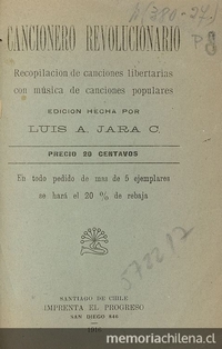 Cancionero revolucionario :recopilación de canciones libertarias con música de canciones populares