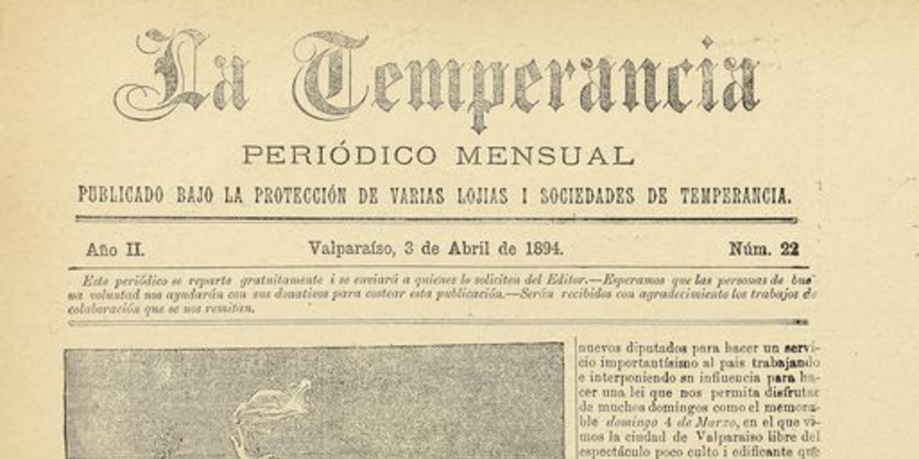 La temperancia Año 2: nº22, 3 de abril de 1894