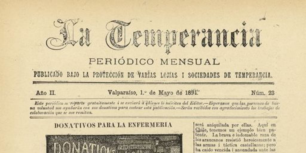 La temperancia Año 2: nº23, 1 de mayo de 1894