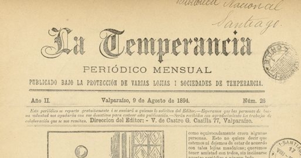 La temperancia Año 2: nº26, 9 de agosto de 1894