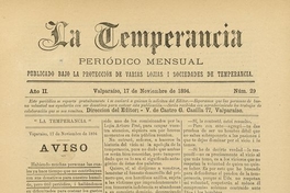 La temperancia Año 2: nº29, 17 de noviembre de 1894