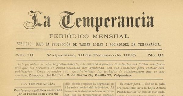 La temperancia Año 3: nº31, 19 de febrero de 1895