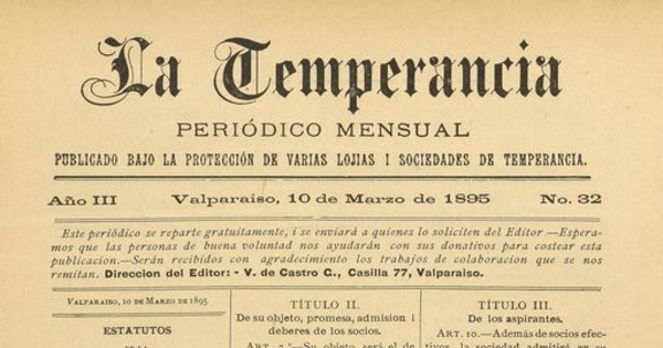 La temperancia Año 3: nº32, 10 de marzo de 1895