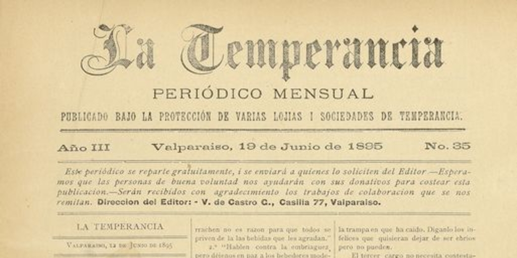 La temperancia Año 3: nº35, 19 de junio de 1895