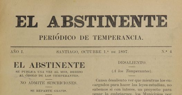 El Abstinente Año I: nº4, 1 de octubre de 1897