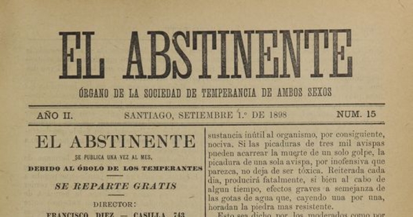 El Abstinente Año II: nº15, 1 de septiembre de 1898