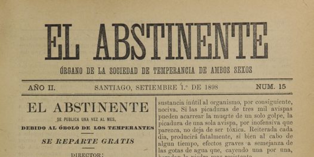 El Abstinente Año II: nº15, 1 de septiembre de 1898