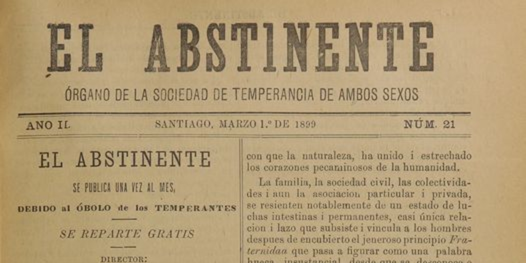 El Abstinente Año II: nº21, 1 de marzo de 1899