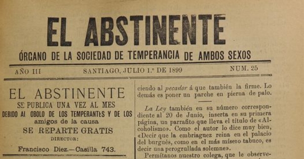 El Abstinente Año III: nº25, 1 de julio de 1899