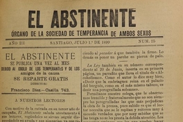 El Abstinente Año III: nº25, 1 de julio de 1899