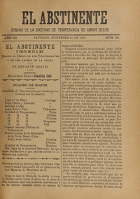 El Abstinente Año III: nº29, 1 de noviembre de 1899