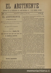 El Abstinente Año III: nº34, 1 de abril de 1900