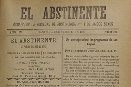 El Abstinente Año IV: nº39, 1 de septiembre de 1900