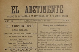 El Abstinente Año IV: nº40, 1 de octubre de 1900