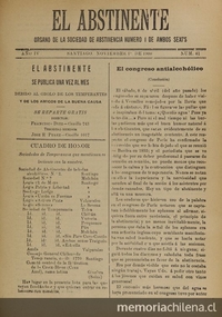 El Abstinente Año IV: nº41, 1 de noviembre de 1900