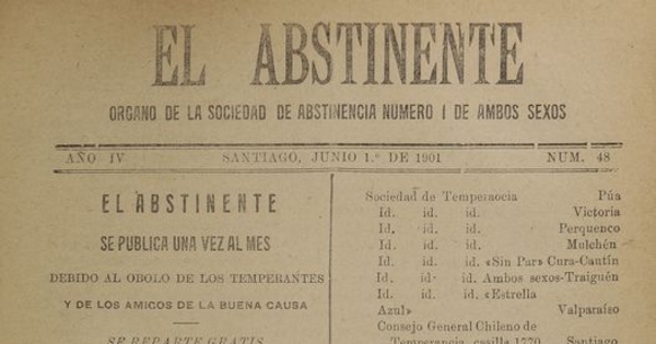El Abstinente Año IV: nº48, 1 de junio de 1901