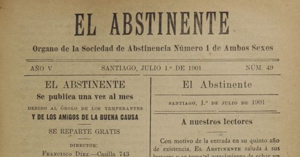 El Abstinente Año V: nº49, 1 de julio de 1901