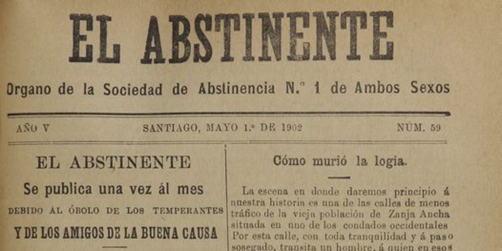 El Abstinente Año V: nº59, 1 de mayo de 1902