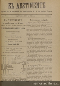 El Abstinente Año V: nº60, 1 de junio de 1902