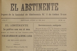 El Abstinente Año V: nº60, 1 de junio de 1902