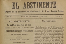 El Abstinente Año VI: nº65, 1 de noviembre de 1902