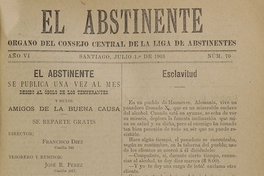 El Abstinente Año VI: nº70, 1 de julio de 1903