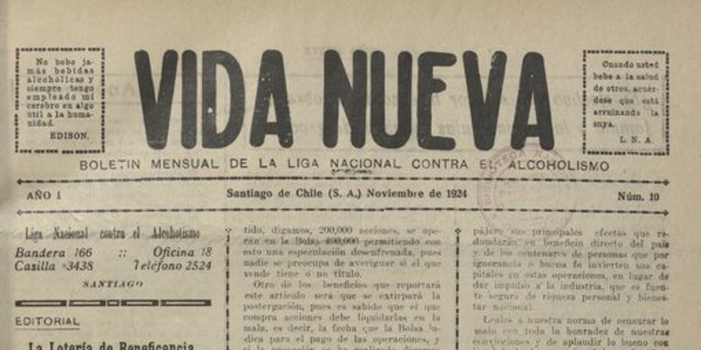 Vida Nueva Año I: nº10, noviembre de 1924