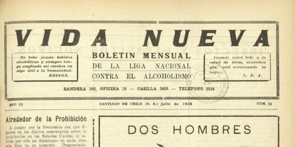 Vida Nueva Año III: nº26, julio de 1926