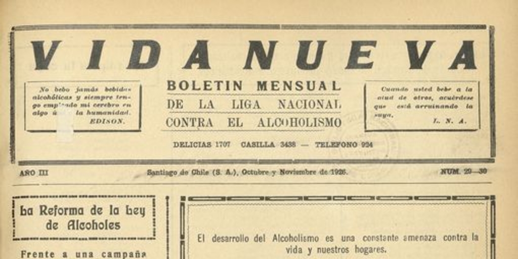 Vida Nueva Año III: nº29-30, octubre-noviembre de 1926