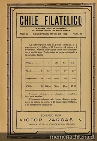 Chile Filatélico, año IV: nº10, mayo de 1932