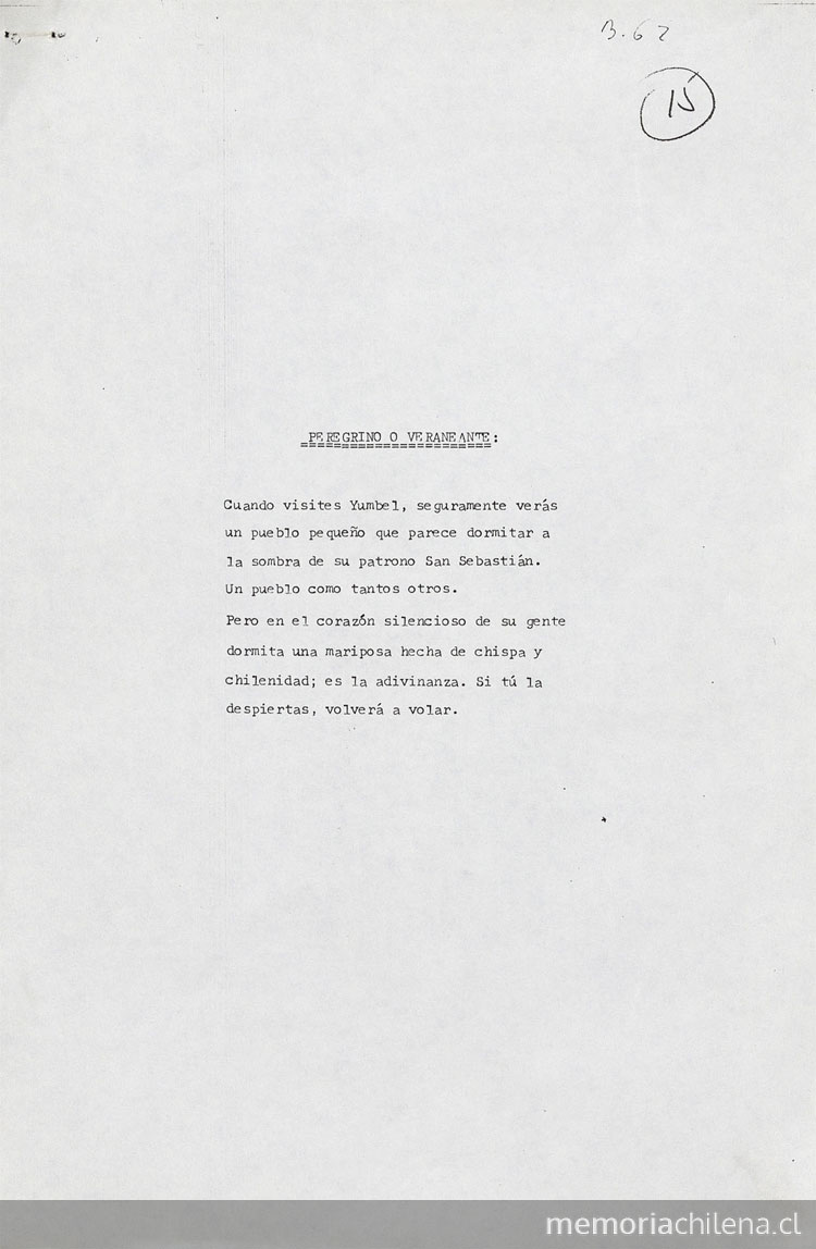 Peregrino o veraneante[manuscrito]