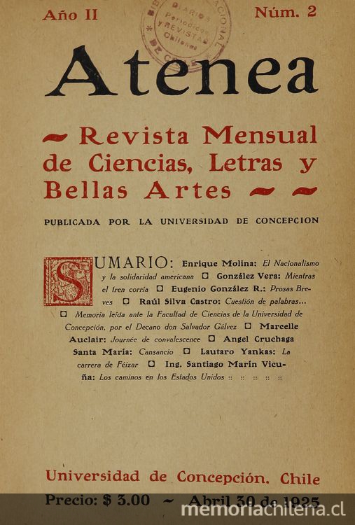 Atenea: año 2, número 2, 30 de abril de 1925