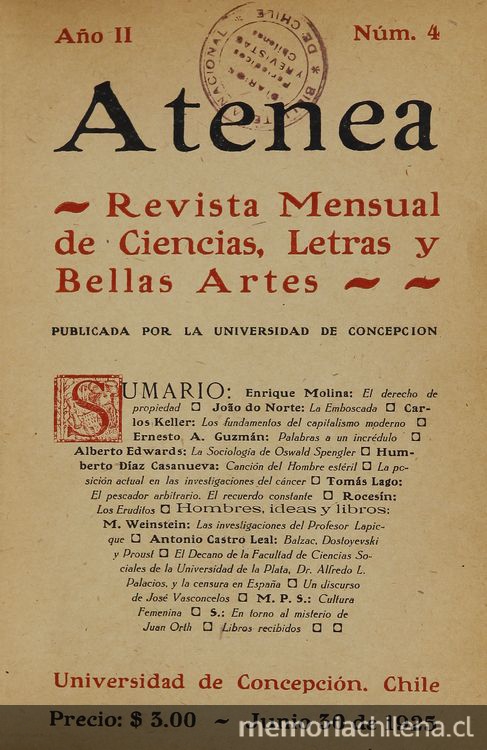 Atenea: año 2, número 4, 30 de junio de 1925