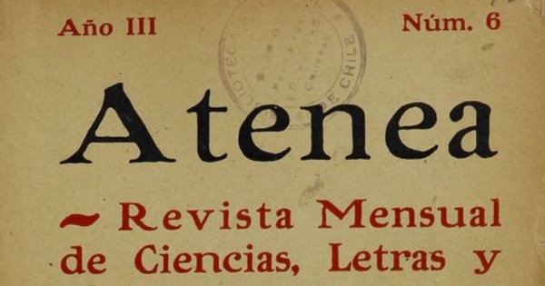 Atenea: año 3, número 6, agosto de 1926