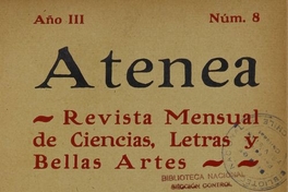 Atenea: año 3, número 8, octubre de 1926